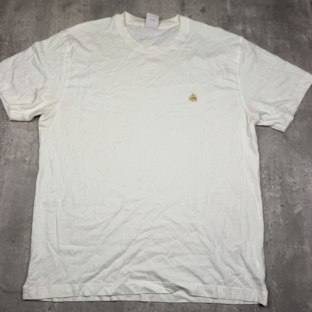 Brooks Brothers 1818 Men’s Large White T-Shirt Crew Neck Embroidered Logo Tee